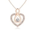 thumbnail image 1 of Angara Natural Diamond Necklace - Diamond Heart Pendant with Infinity Loop in 14K Rose Gold for Women, 1 of 8