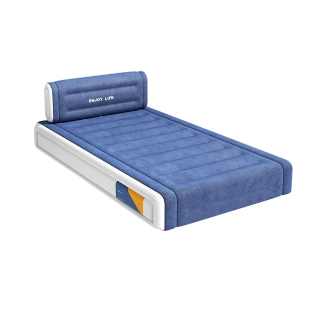 Abbraccia Cama inflable flocada celestial navy, colchón doble, inflado automático, diseño elevado