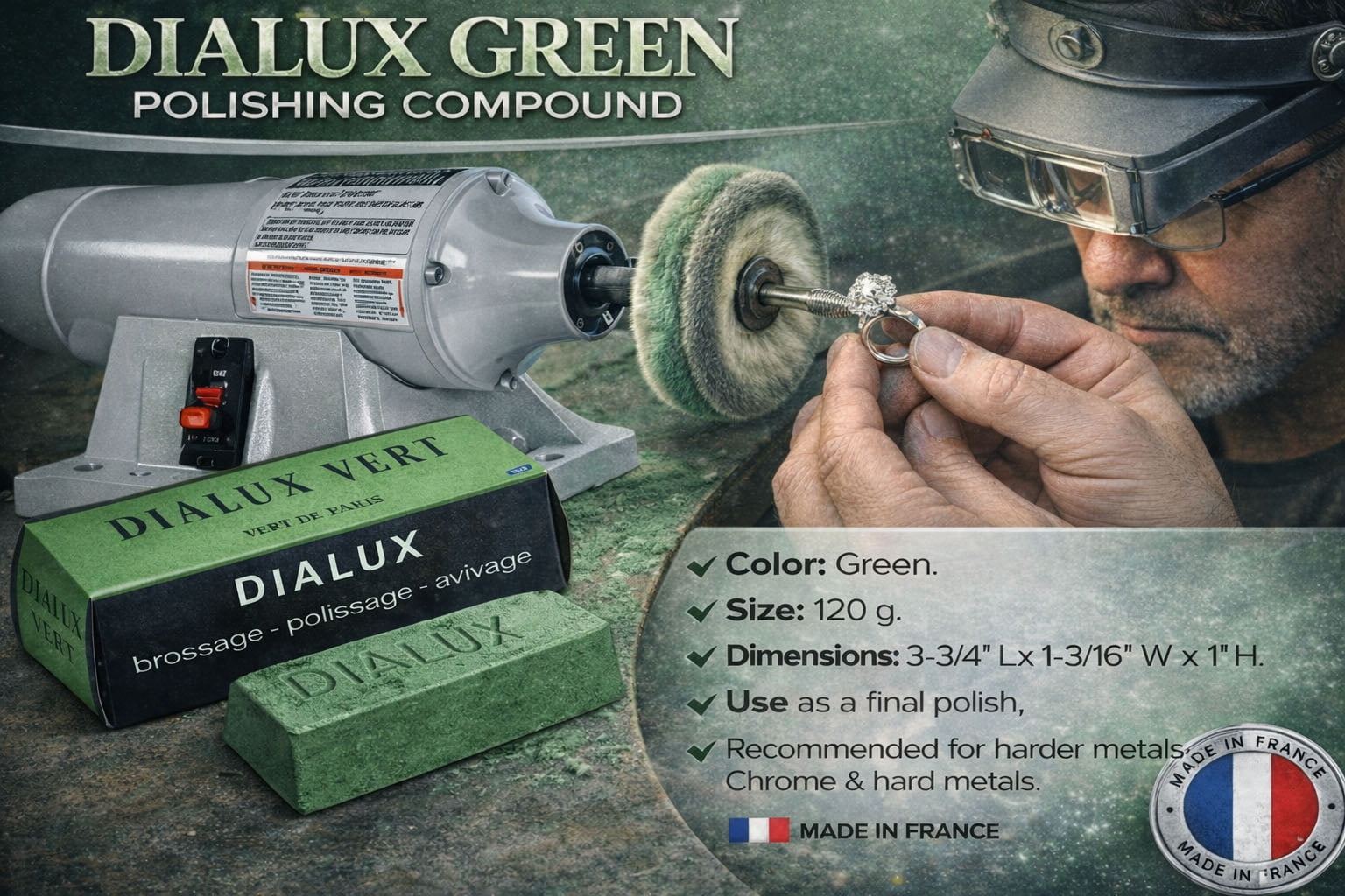 Jewelers Green Rouge Dialux Green Polishing Compound Green Jewelry Polish 3 Bars