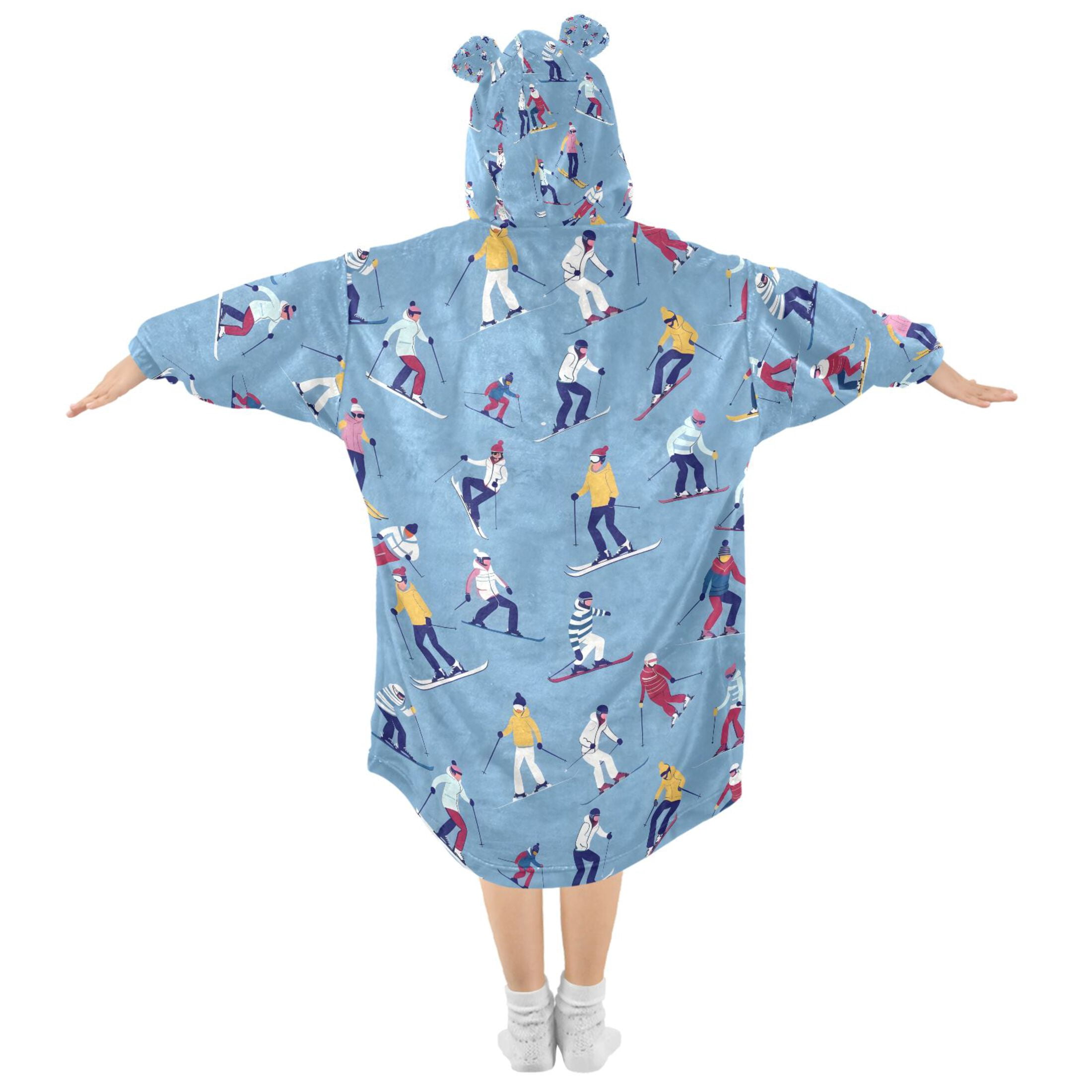 joogoo Wearable Blanket Hoodie for Skier Skating Flannel Sherpa Pocket 3-14 YR S