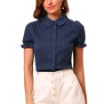 thumbnail image 1 of INSPIRAR CHIC Blusas de Algodón con Cuello Peter Pan y Botones Vintage para Mujeres Chic Azul Oscuro XL, 1 of 7