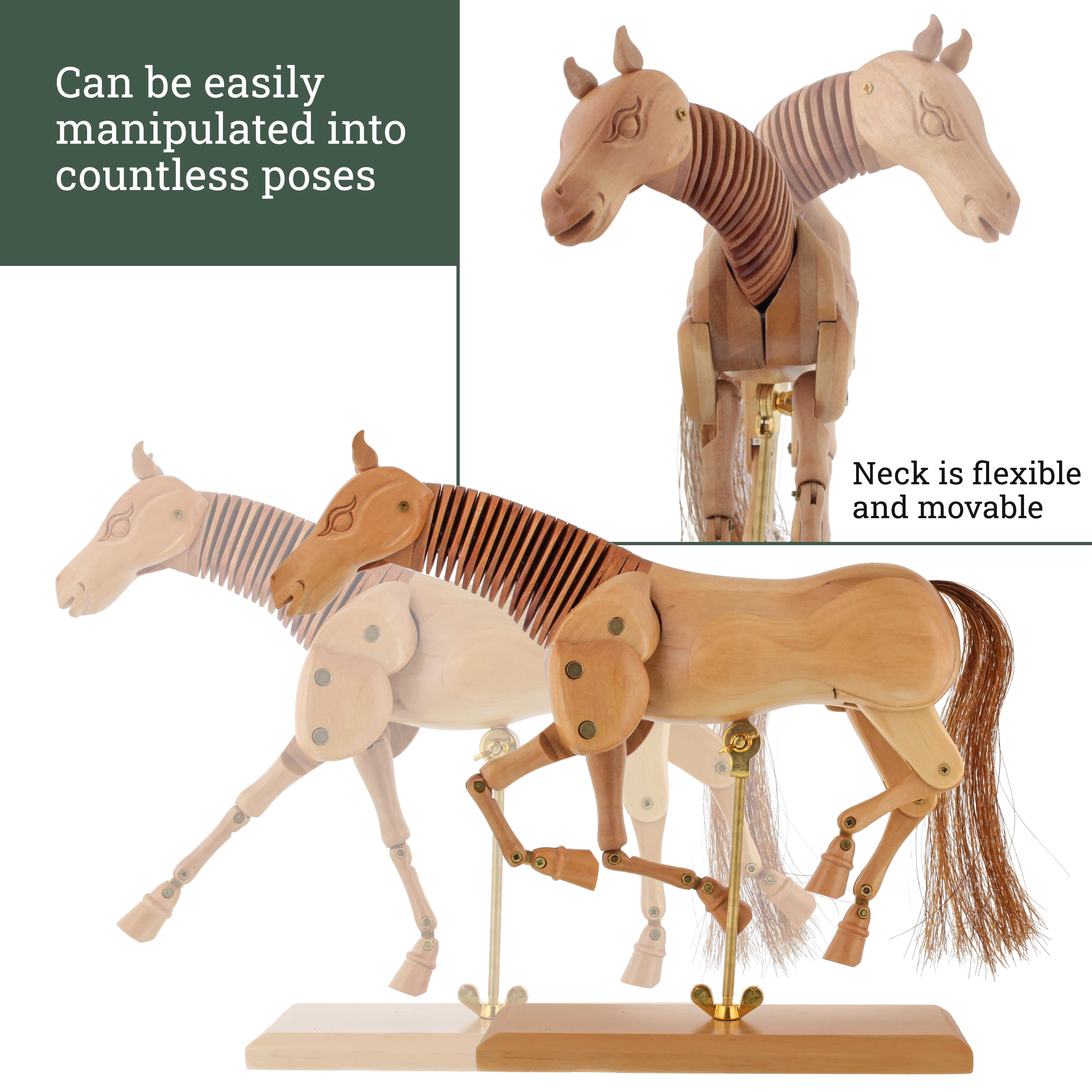 US Art Supply Wooden Horse Artist Drawing Manikin Articulated Mannequin (12" Horse)
