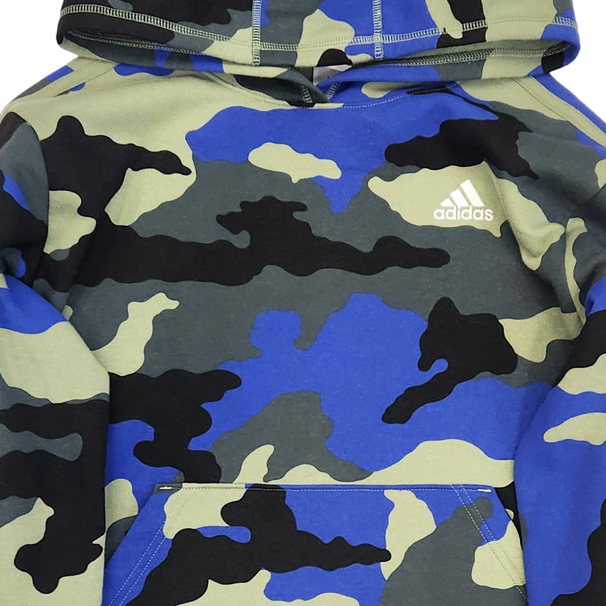 Adidas Boys Blue & Green Adidas Hoodie Sweatshirt With Front Pocket XL 18-20