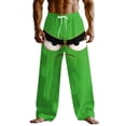 thumbnail image 2 of Ceisia Men's Fun Cartoon Annoyed Face Print Loose Casual Pants with Elastic Drawstring Waist Green S Gifts, 2 of 3