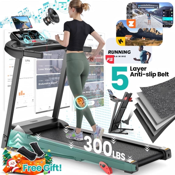 300 lbs Portable Folding Treadmill, 2.75 HP Foldable Compact Treadmill for Home Office, Walking Running Treadmill with LED Display for Exercise, Treadmill with Incline, 71 Programs