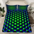 thumbnail image 2 of Erosebridal Navy Blue Green Bedding Sets Full Neon Geometric Sheet Set,Teen Men Retro 3D Abstract Honeycomb Bed Sheets Geometry Beehive Fitted Sheet + Flat Sheet + 2 Pillow Cases, 2 of 5