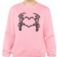 thumbnail image 2 of Skeleton Heart Hands Sweatshirt Unisex 2X-Large Pink, 2 of 5