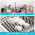 thumbnail image 5 of SunCleanse 17.8"" L 15"" W Roll Up Dish Drying Rack Over Sink Dish Drying Rack Drainer Multi-Use Stainless Steel Foldable Dish Rack for Kitchen Sink Countertop Grey, 5 of 5