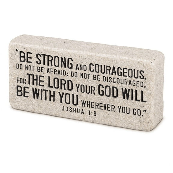 Be Strong And Courageous, Textured Stone Scripture Block