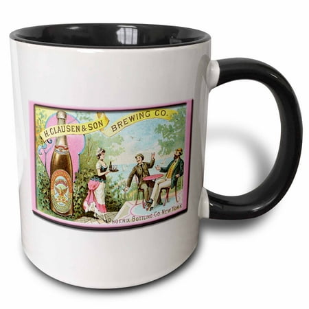 Stone Brewing Company 3dRose Vintage H. Clausen and Sons Brewing Company Advertisement, Two Tone Black Mug, 11oz ()