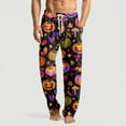 thumbnail image 2 of Men's Pajama Pants Halloween Pumpkins Pants Soft Funny Pant Loose Fit Bottoms Pajama Pants with Pockets, 2 of 5