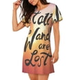 thumbnail image 2 of Fotbe Not All Who Wander Are Lost Bata de Dormir para Mujer con Estampado, Camisón de Algodón de Manga Corta, Ropa de Dormir Casual, 2 of 6