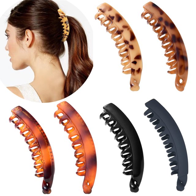 6 Piezas Pinzas para el Cabello de Plátano Clip de Plátano Grande de 5 Pulgadas para Cabello Fino y Grueso Pinzas de Garra de Plátano Antideslizantes para Mujeres