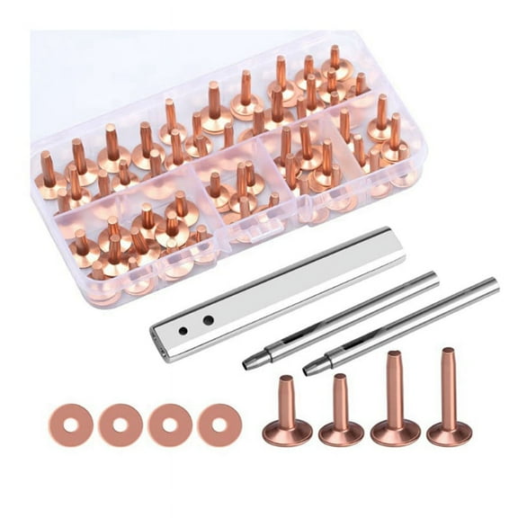 Copper Rivets & Burrs, Brass Rust-Proof for Leather Pure Setting Tool