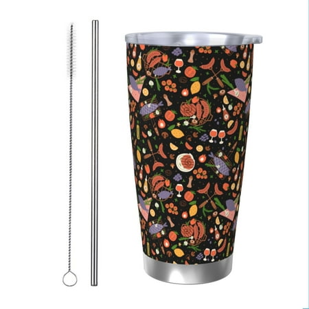 

Matuu BBQ Party for 20oz Durable Thermal Cups Keep Drinks Cold and Hot Insulated Car Mug with Lid-Straw Two-piece Set