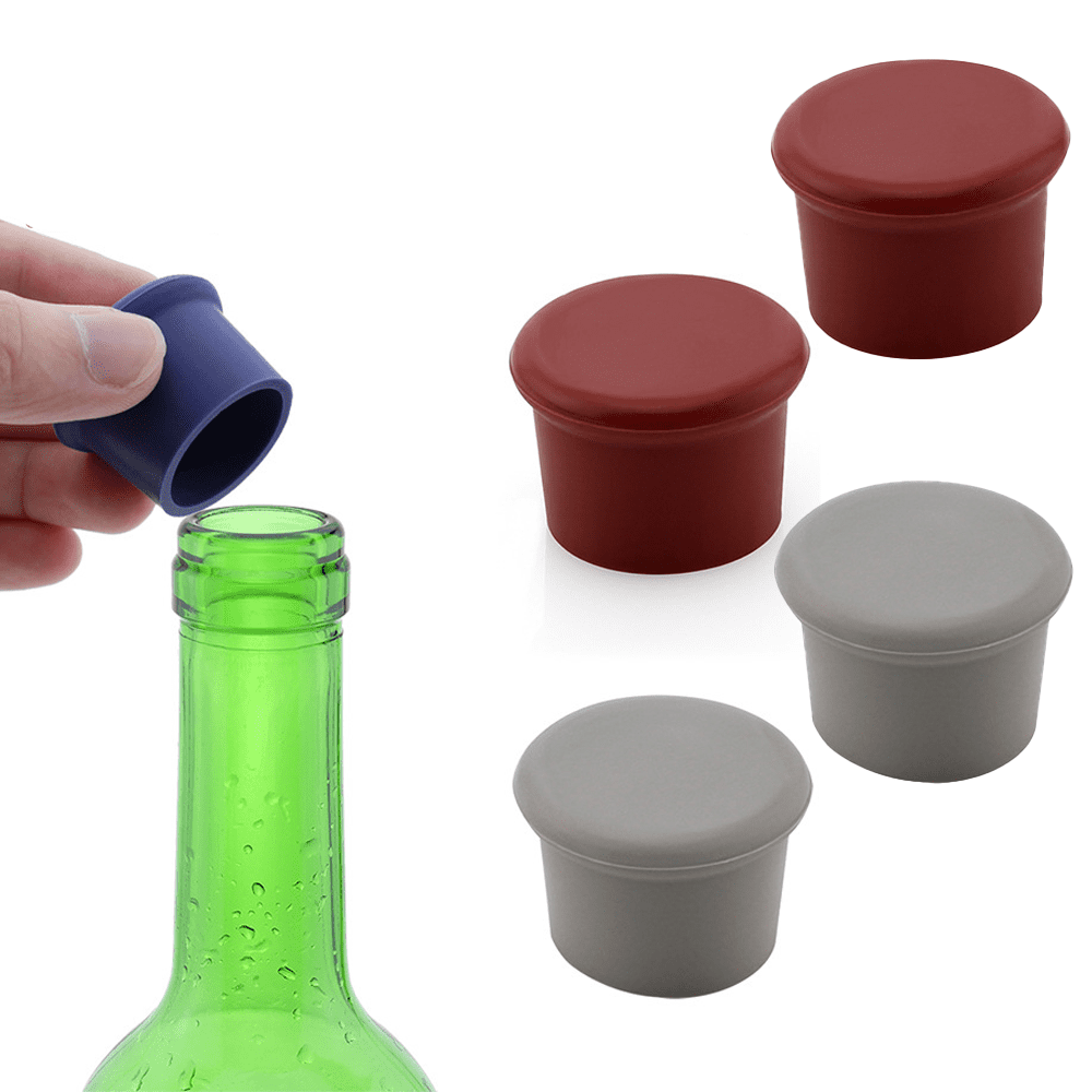 Green Silicone Reusable Stopper for Beverage Beer and Wine Unbreakable Seal Cap Stoppers Set of 6 Wine Bottle Stoppers 