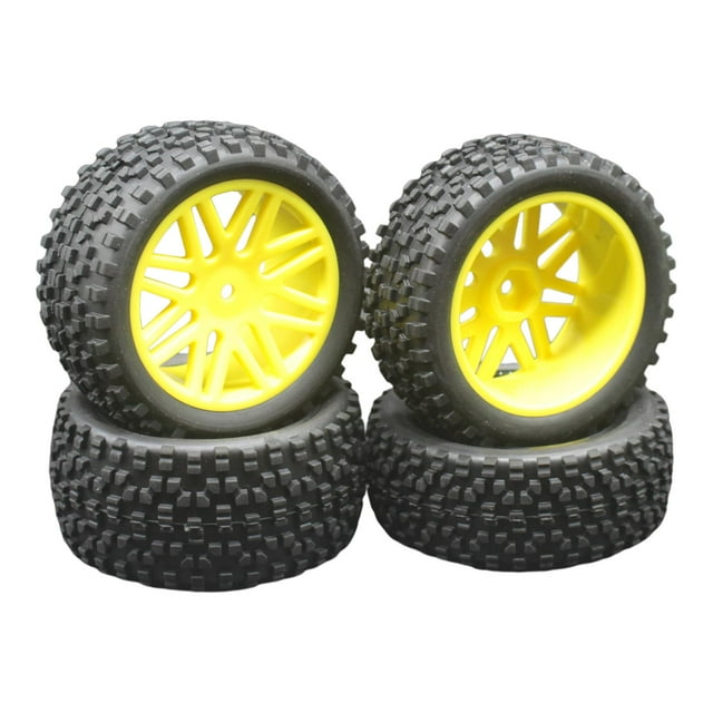 Neumáticos de plástico para coche RC 1:10, piezas de repuesto modificadas, vehículos todoterreno, piezas de modelo de coche Amarillo