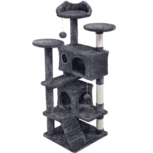 Alden Design 54.5" Double Condo Cat Tree, Dark Gray