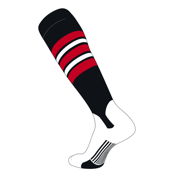 TCK Elite Baseball Knee High Stirrup Socks (F, 5in) Black, Red, White