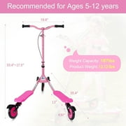 Kids Swing Scooter, 3 Wheels Drifting Scooter/Wiggle Scooters with Adjustable Height & Foldable for Boys/Girl/Ages 5-12 Years