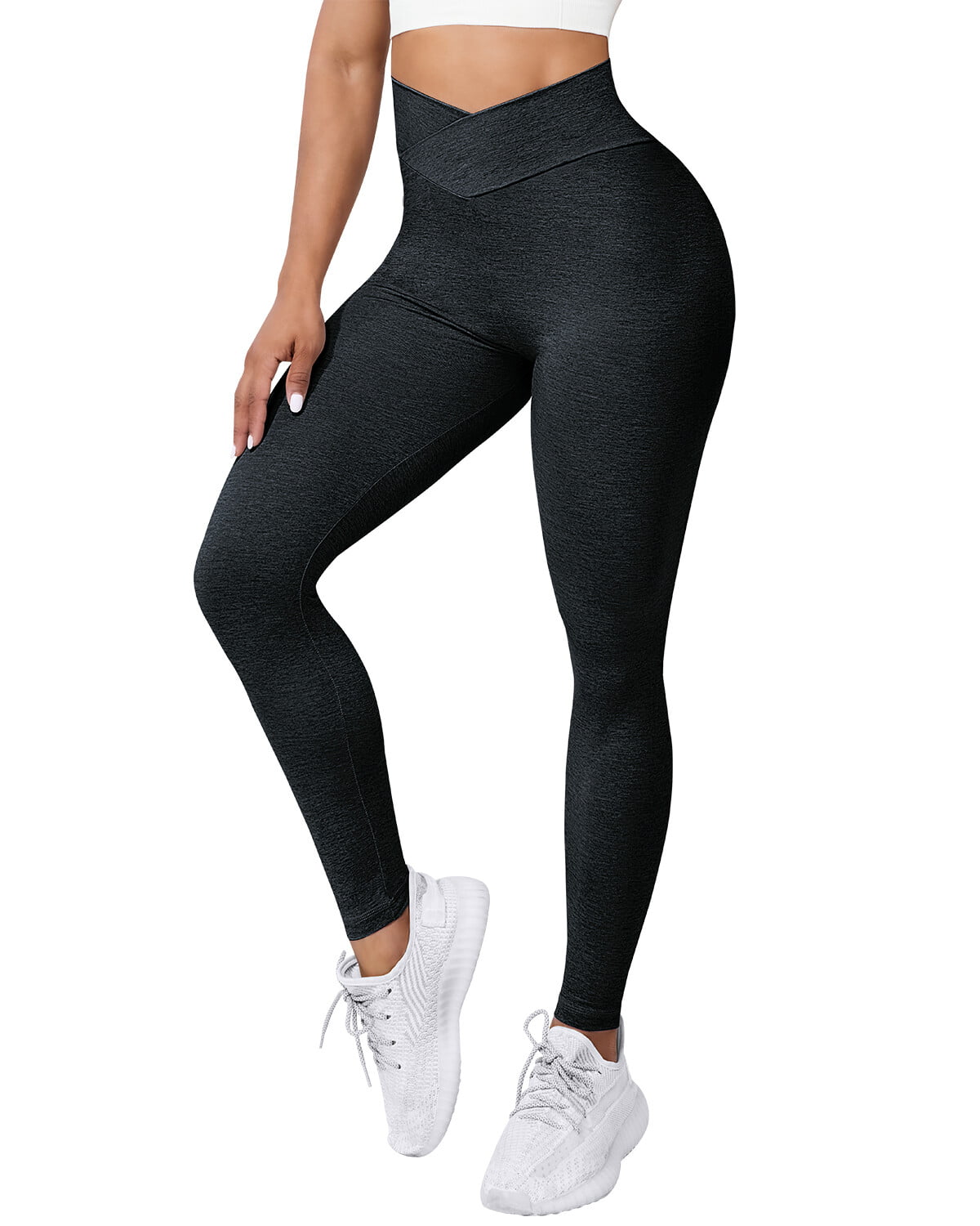 A AGROSTE Seamless Leggings for Women Booty High Waisted Workout Yoga Pants  Amplify Ruched Tights DarkGrey-L 