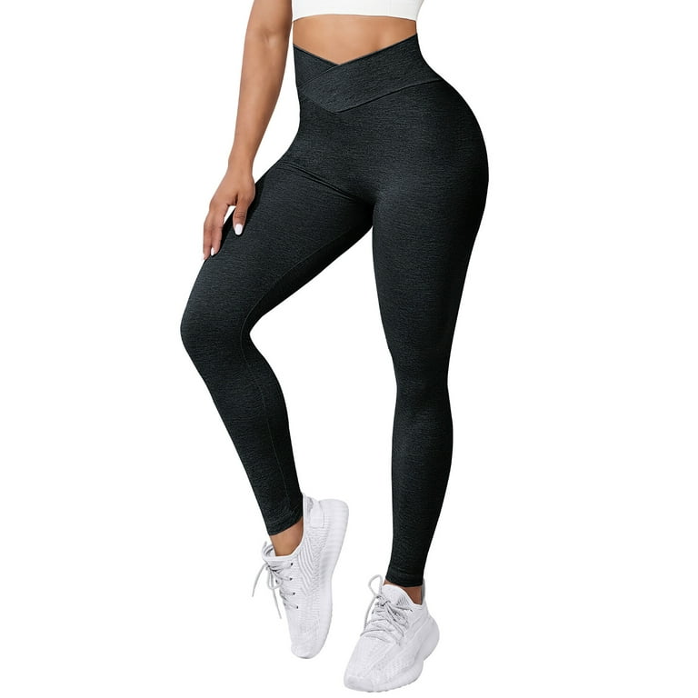 A AGROSTE Seamless Leggings for Women Booty High Waisted Workout Yoga Pants  Amplify Ruched Tights Black-M 
