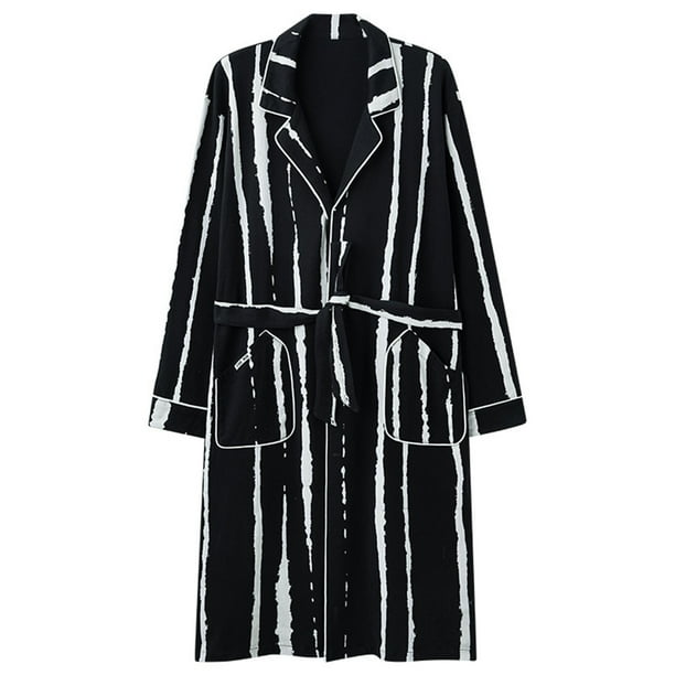 Batas de moda para hombre, manga larga, cuello en V, informales, regulares, lisas, para dormir, bata para mujer, blusa de poliéster