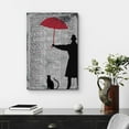 thumbnail image 3 of Wall26 Framed Canvas Print Wall Art Newspaper Umbrella & Cat & Getleman Graffiti & Street Art 80s Urban Architecture Cityscape Grunge Dark Modern Art Decorative for Bedroom/Office - 12"x18", 3 of 5