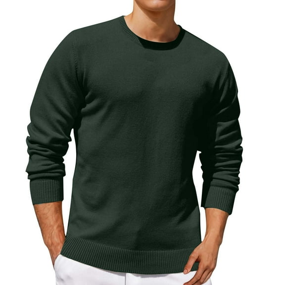 safuny Men's Sweatshirts Big&Tall Fashion Long Sleeve Tops Windproof Cotton Outwear Fall Winter Crew Neck Pullover Casual Loose Knitted Sweaters Workout Green L