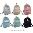 thumbnail image 1 of stanreset Striped Backpack Outdoor College Large Capacity Solid School Bag Female Corduroy Fashion Travel Rucksack Students Adults Light Blue, 1 of 6