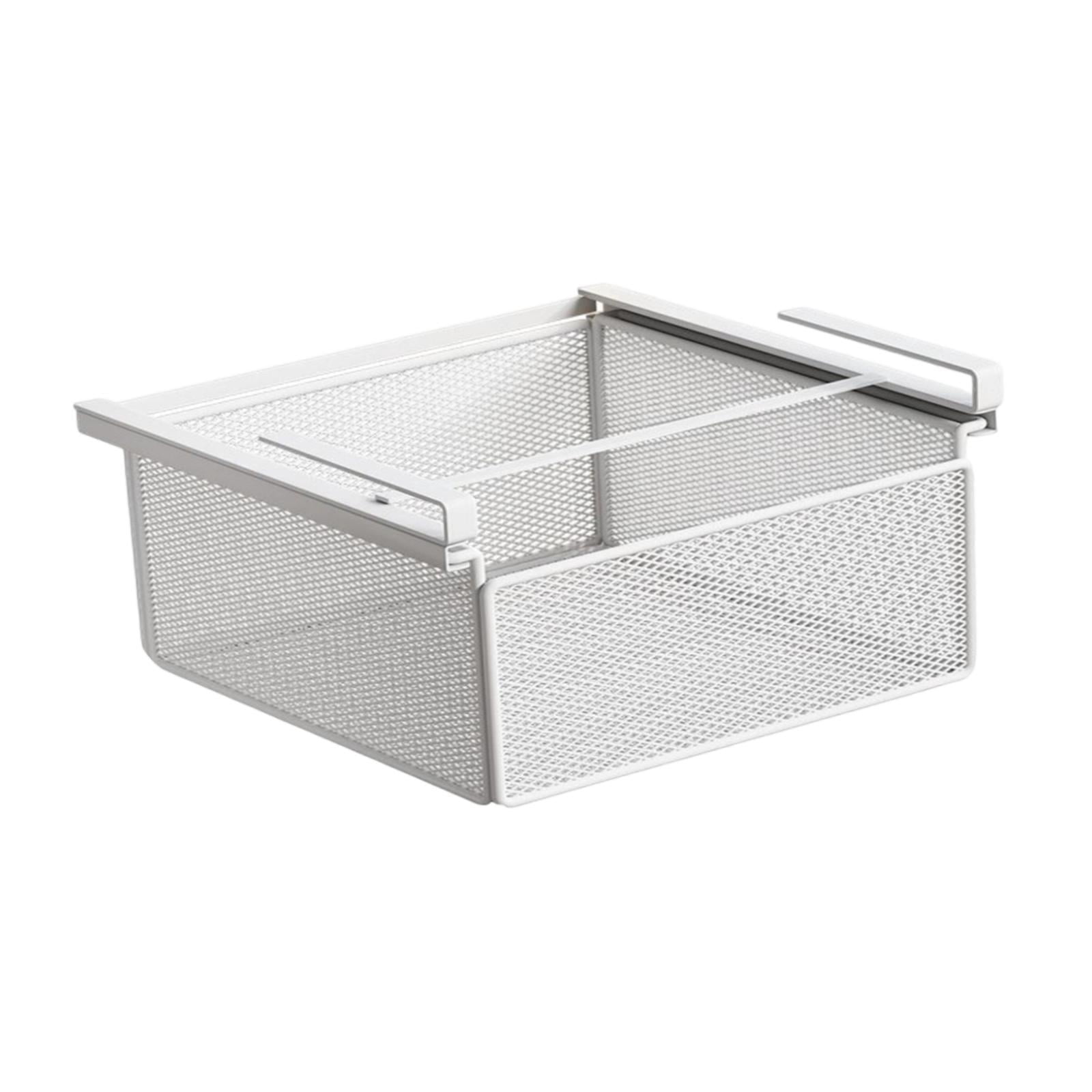 Baoblaze Removable Under-Shelf Storage Basket, Hanging Under-Desk Organizer, Drawer Tray, White