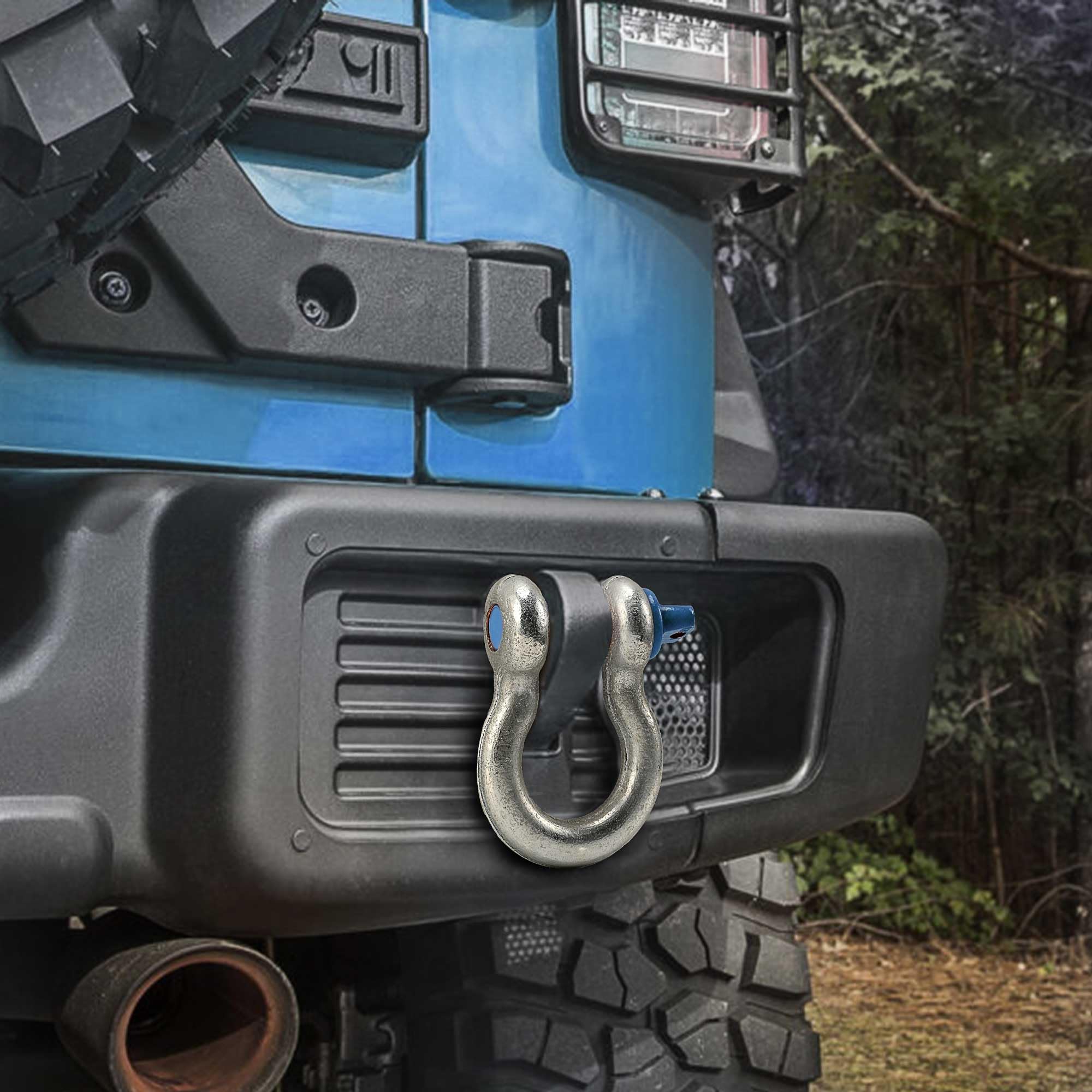 3/4" D Ring Shackles, 4.75 tons (10,472lbs) Working Load Limit, Clevis Shackle with 7/8" Alloy Screw Pin, Heavy Duty Shackles for Towing, Terrain Vehicle, Jeep, Trailer, Blue (4Pack)