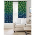 thumbnail image 2 of Peacock Feathers Blackout Curtains for Bedroom/Living Room, Thermal Insulated Kitchen Curtains, Ombre Blue Green Modern Animals Printed Grommet Darkening Window Treatment Drapes 52"x63"x2, 2 of 8