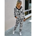 thumbnail image 4 of Women's 2 Piece Leopard Print Long Sleeve Tops and Pants Set Tracksuits, White, Large, 4 of 7