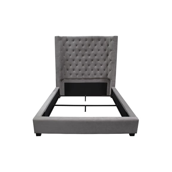 Best Master Jamie Velvet Upholstered Tower High Profile Cal King Bed in Gray