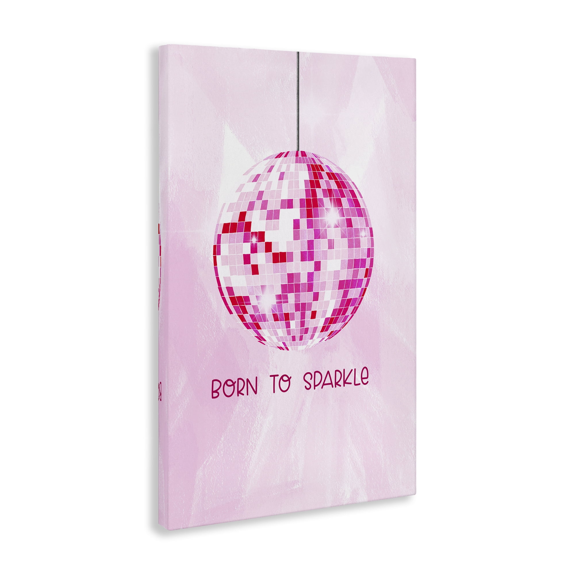 Stupell Industries Born To Sparkle Disco Typography Painting Gallery Wrapped Canvas Art Print Wall Art, 16 x 24