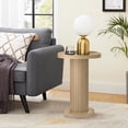 thumbnail image 6 of Small Round Pedestal Side Table, Drink Table for Small Spaces, Modern Accent Table, Wood Color, 6 of 7