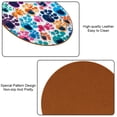 thumbnail image 5 of Dog Paw Print Set of 6 Round Microfiber Leather Coasters, 11x11 cm/4.3x4.3 in Drink Coasters for Home and Office, Heat, Stylish Table Mats, 5 of 6