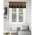 thumbnail image 2 of Brown Black Plaid Kitchen Curtain Valances for Windows Farmhouse Short Curtains, Vintage Rustic Star Buffalo Check Rod Pocket Valance Curtain for Bedroom Cafe Living Room 54"x18", 2 of 8
