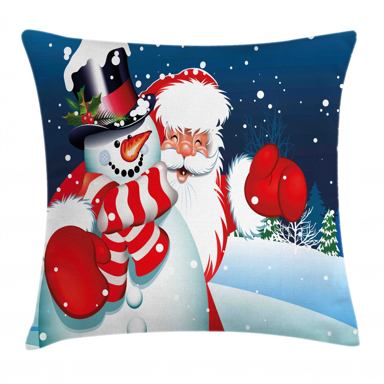 Christmas Throw Pillow Cushion Cover, Smiling Santa Claus Hugging