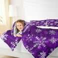 thumbnail image 4 of Manfei Chic Snowflakes Bedding Comforter Set, Merry Xmas Christmas Twin Comforter Sets, Purple White Bedding Set, Ultra Soft Home Decor, Reversible 2pcs, 4 of 8