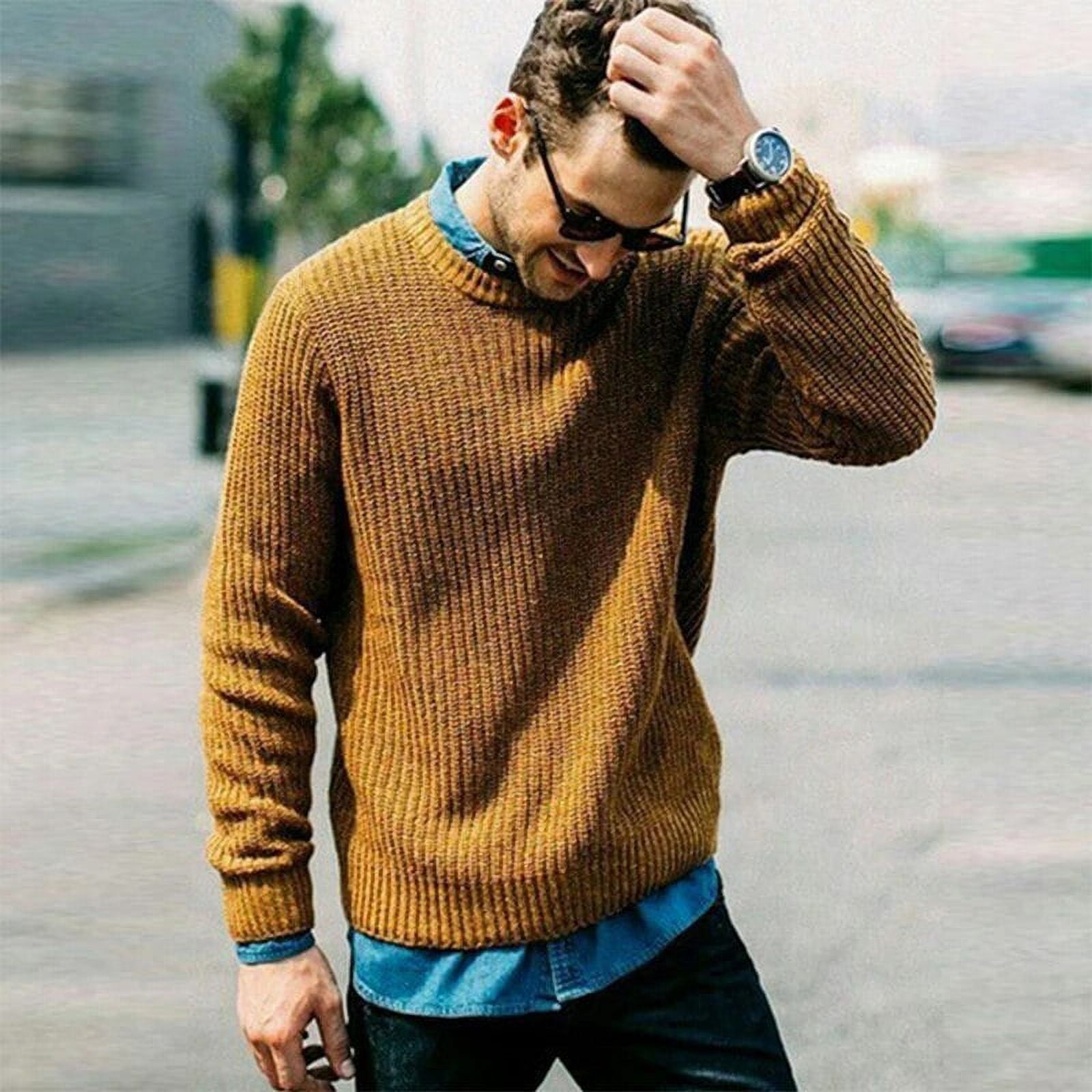 Men's Knitted Pullover wool sweater mens - Long Sleeved