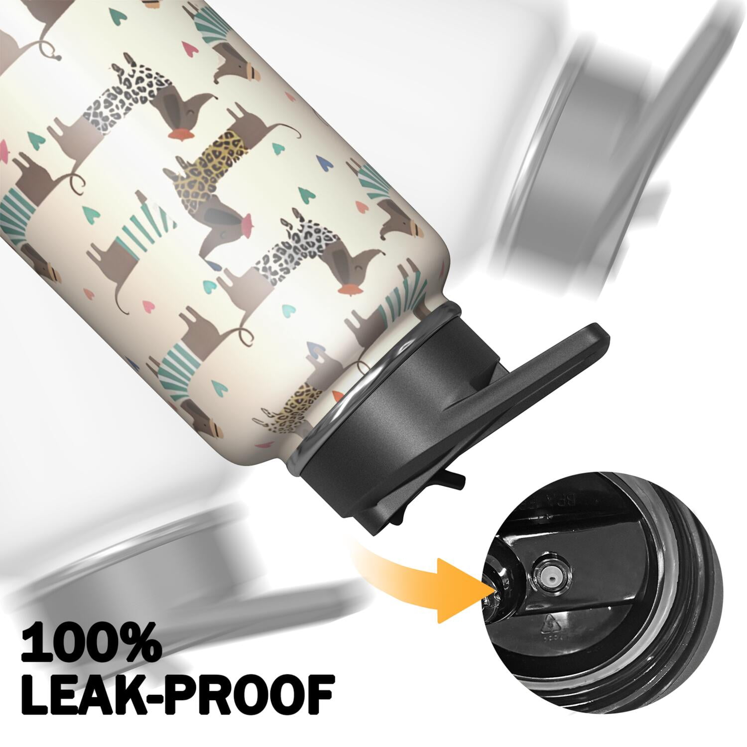 Insulated Stainless Steel Sports 32oz Dog Water Bottle with Handle Lids - Wide Mouth, Double Wall, Leakproof, 24Hrs Cold Retention 12Hrs Hot, Gym Flask