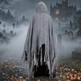 thumbnail image 6 of Robe Distressed Fringe, Halloween Costume, Ghost Cloak, Tattered Grim Reaper, Tattered Grim Reaper Cloak Hooded Gauze Robe Distressed Fringe Halloween Costume for Spooky Season, 6 of 6
