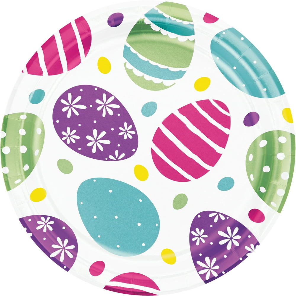 Foil Easter Eggs Dessert Plates, 24 Count for 24 Guests