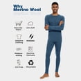 thumbnail image 2 of Woolcano Men’s 100% Merino Wool Base Layer Set Lightweight Thermal Underwear for Ski Winter Outdoor Sports, 2 of 6