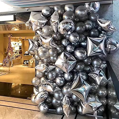 PartyWoo Globos Plateados, 5 piezas Globos Cuadrados Plateados, 22 Pulgadas Globos de Foil PartyWoo PartyWoo