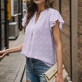 thumbnail image 2 of Weardear Womens Blouse V Neck Ruffle Sleeve Flowy Shirts Dressy Casual Cute Summer Tops, 2 of 5