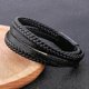 thumbnail image 2 of Pulsera para hombre, estilo vintage, multicapa, de cuero trenzado, hecha a mano, con cuerda envolvente, regalo para hombre, 1 unidad, 21 cm., 2 of 4