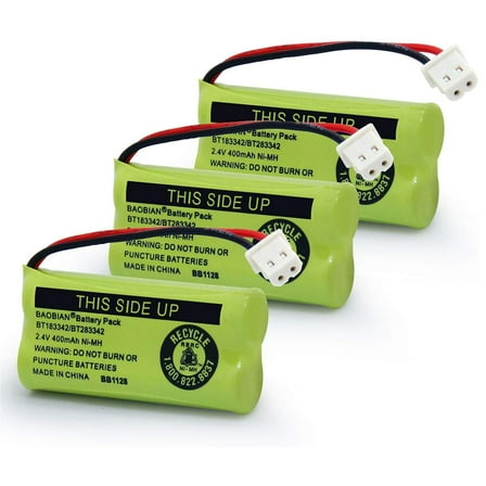 OXWINOU AT&T BT183342 2.4V Power Battery for AT&T Cordless Phones, 3 Count